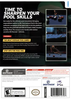 Tournament Pool box cover back